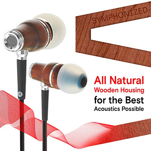 Symphonized NRG 3.0 Wood Wired In-Ear Headphones with Microphone, Stereo Sound (Black & Gray)