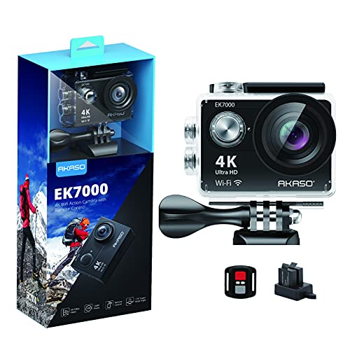 AKASO EK7000 4K Ultra HD Action Camera (30FPS, 170° Wide-Angle, 98ft Waterproof).