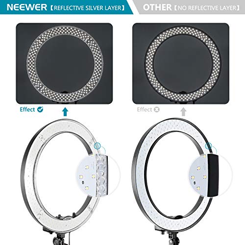 Neewer 18"/48cm Dimmable LED Ring Light Kit (Model: 10088612) with Light Stand and Carrying Bag for Camera, Smartphone, YouTube, TikTok & Self-Portrait Shooting, 5500K, 55W, Black