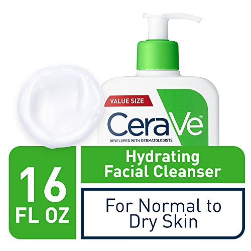 CeraVe Hydrating Face Cleanser (16 oz) with Hyaluronic Acid, Ceramides and Glycerin.