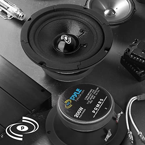 Pyle PDMR5 5" 200W Peak High Performance Mid-Range Car Speaker with 15 Oz Magnet, 8 Ohm, 92 dB and Paper Coating Cone (450 Hz - 7 kHz Frequency Response)