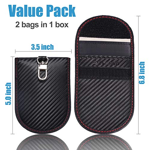 TICONN Faraday Cage Key Fob Protectors (2 Pack) - Carbon Fiber Texture, RFID Signal Blocking