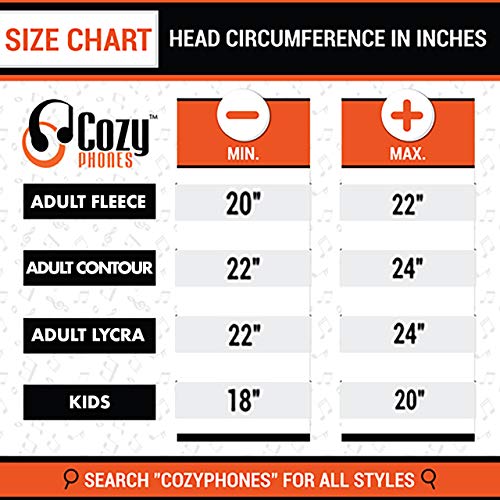 CozyPhones Over-Ear Headband Headphones with Lycra Cool Mesh Lining and Thin Speakers (Black), plus Travel Bag