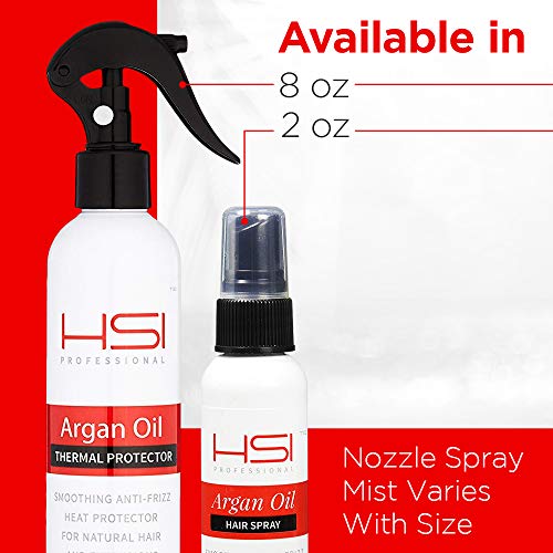 HSI PROFESSIONAL Argan Oil Heat Protector, Protect up to 450°F from Flat Irons & Blow Dryers, Sulfate-Free (8 oz, Packaging May Vary).