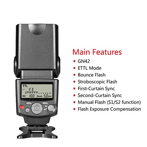Voking VK430I Speedlite LCD Shoe Mount Flash for Nikon [TTL, Compatible with D3400 - D3100].