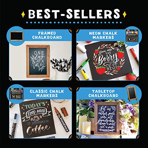 VersaChalk 13" x 9" Porcelain Magnetic Tabletop Chalk Board with Frame (for Business, Bistro Bar, Sandwich Menu, Sidewalk, Parties, Classroom, Wedding)