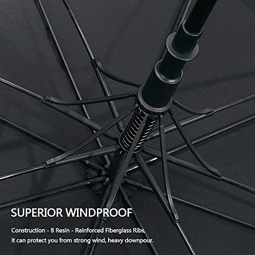 G4Free 54" Automatic Open Windproof Extra Large Golf Umbrella with Double Canopy and Waterproof Stick, Black