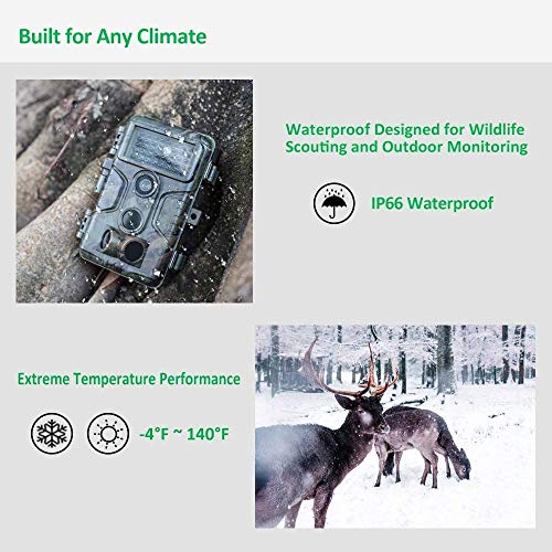 GardePro A3 Trail Camera [20MP, 1080P, H.264 Video, 100ft No Glow Night Vision, 0.1s Trigger Speed, 82ft Motion Detection, Waterproof] for Wildlife & Deer Game Trail