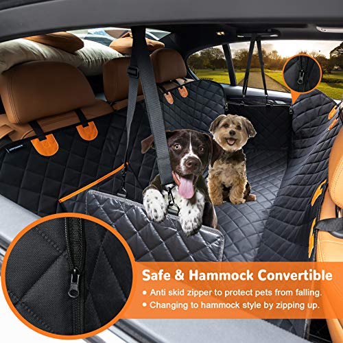 URPOWER Dog Car Seat Cover for Pets – 100% Waterproof, 600D Heavy Duty, Scratch Proof, Nonslip, Durable, Soft (Hammock Style) – Fits Cars, Trucks, and SUVs
