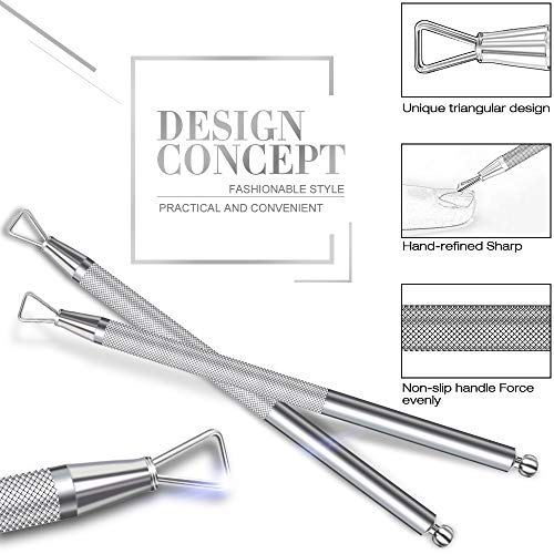 PrettyDiva Stainless Steel Triangle Cuticle Pusher (Remove Gel Polish, Cuticle Remover) Manicure Tool for Nails