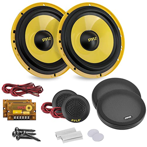 Pyle PLG6C 2-Way 6.5" 400W Component Speaker System with Plastic Basket, Rubber Surround & 40oz Magnet Structure (Wire Installation Hardware Set Included)