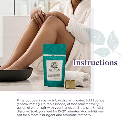 Purely Northwest Tea Tree Oil and Epsom Salt Foot Soak (16 Oz), Professional Pedicure Treatment to Alleviate Toenail Fungus, Athletes Foot & Stubborn Odor, Softens Dry Calluses, Use in Any Foot Bath or Spa, Made in USA