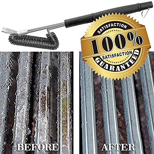 GrillArt Grill Cleaning Brush and Scraper, 18" Stainless Steel Woven Wire (3 in 1 Bristles), Best BBQ Brush for Grills