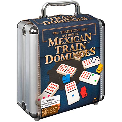 Mexican Train Dominoes Board Game for Ages 8+ (with Aluminum Carry Case)