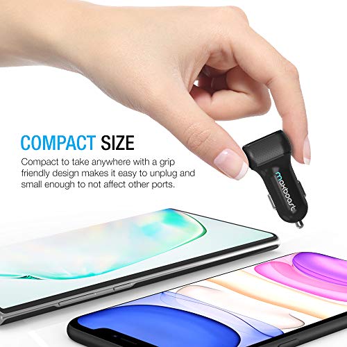Maxboost 4.8A Car Charger [Black] with SmartUSB Port for iPhone 12 11 Pro Max/XS Max/XR/XS/X/8/7/Plus, Galaxy S20 Ultra/S10/S10+/S10e/Note, LG, Air, Mini, Huawei, Moto, Pixel