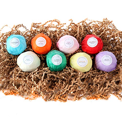 HanZá 8-Piece Bath Bomb Gift Set (Vegan) - Comforting Spa Fizzies for Women and Girls - Perfect for Adding to Bath Bubbles, Beads, Pearls and Flakes.