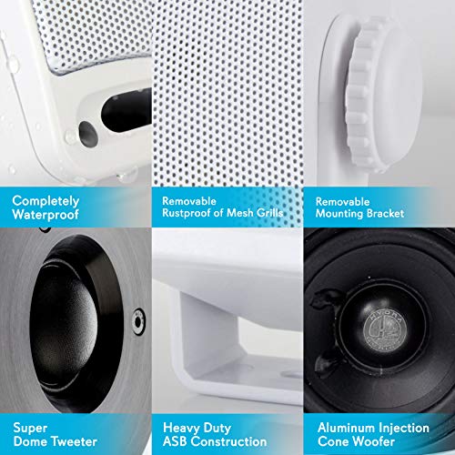 Pyle PLMR24 3-Way Outdoor Weatherproof Speaker Set (White)
