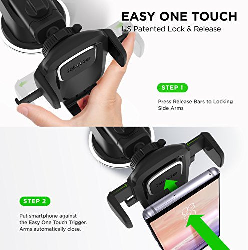 iOttie Easy One Touch 4 Car Mount Phone Holder for iPhone, Samsung, Moto, Huawei, Nokia, LG (Black)