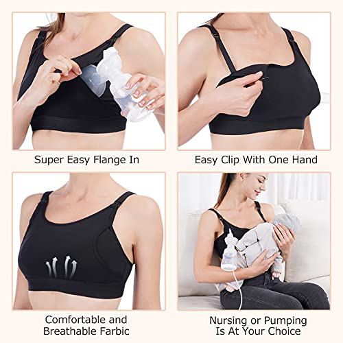 Momcozy Hands-Free Pumping Bra (Black, Medium) for Lansinoh, Philips Avent, Spectra, and Evenflo Breast Pumps
