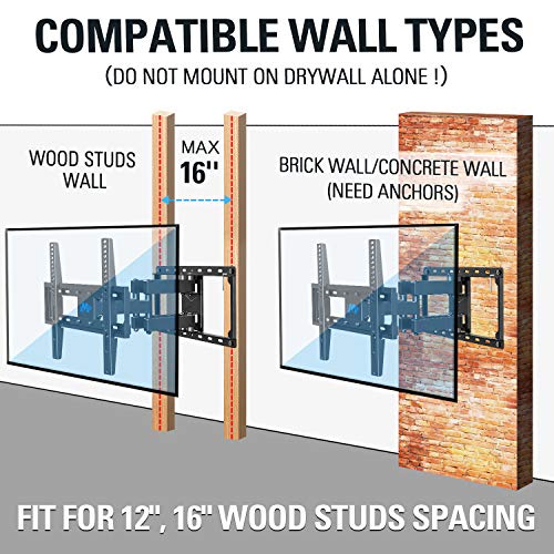Mount Dream MD2380 TV Wall Mount for 32-55" TVs w/Swivel & Tilt, Max VESA 400x400mm, 99 lbs. Max Load, 16" Studs [Full Motion Articulating Dual Arms]