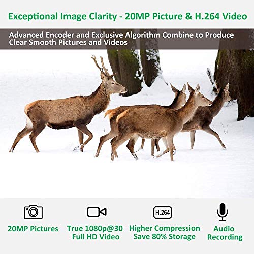 GardePro A3 Trail Camera [20MP, 1080P, H.264 Video, 100ft No Glow Night Vision, 0.1s Trigger Speed, 82ft Motion Detection, Waterproof] for Wildlife & Deer Game Trail
