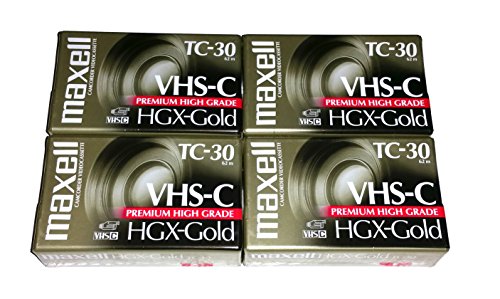 Maxell VHS-C TC-30 HGX Gold Blank Cassettes (4-Pack)