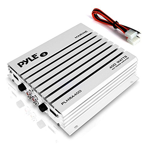 Pyle PLMRA400 Elite Series 400W 4-Channel Marine Amplifier (Black) with Waterproof Design, Dual Mosfet Power Supply, Gain Level Controls, and RCA Stereo Input & LED Indicator
