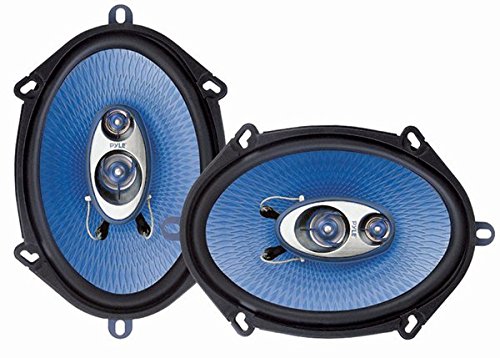 Pyle PL573BL 3-Way 5" x 7" Car Sound Speaker (Pair) - 300W, 80-20KHz Frequency Response, 4 Ohm & 1" ASV Voice Coil, Blue Poly Injection Cone and Non-fatiguing Butyl Rubber Surround.