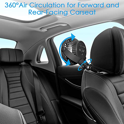 Battery Operated Stroller Fan [Flexible Tripod Clip On, 3 Speeds, Rotatable] - Handheld Personal Fan for Car Seat, Crib, Bike, Treadmill [Black]
