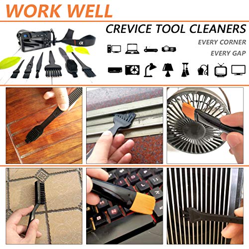 Small Black Cleaning Brush Kit (7 Piece Set) for Computers, Laptops and Cameras