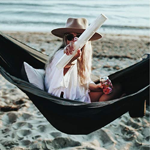 Wise Owl Outfitters Single and Double Hammocks for Camping or Travel - Lightweight & Portable Nylon (DO Black & Grey)