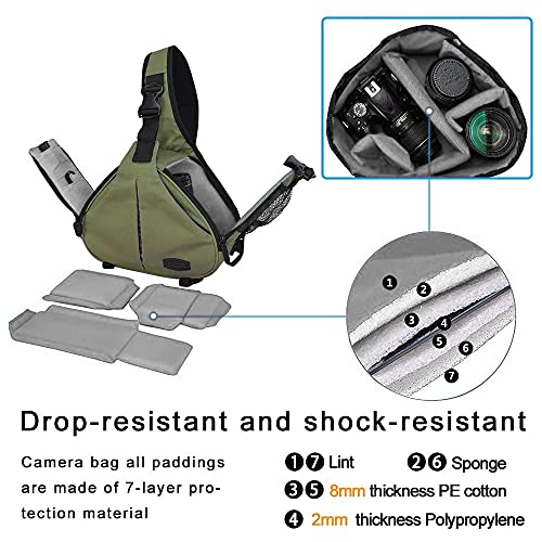 CADeN Waterproof Camera Bag with Rain Cover & Tripod Holder, Compatible with Canon, Nikon, Sony & Pentax DSLR/SLR and Accessories, Green