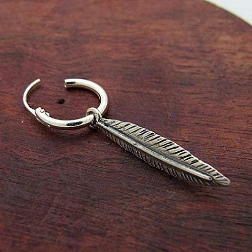 Feather Drop Dangle Earrings (Black Hoops) for Men - Gothic Jewelry