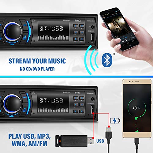 BOSS Audio Systems 616UAB Single-Din Car Stereo with LCD, Bluetooth Audio & Hands-Free Calling, Microphone, MP3/USB Inputs and AM/FM Radio (Bluetooth/Microphone/Radio/MP3/USB)
