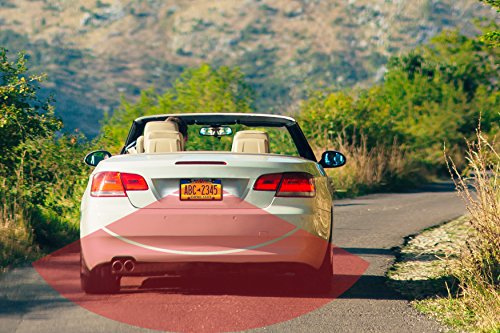 Enrock Car License Plate Frame Rear View Camera (EABC256B) with Parking Assist & Night Vision Distance Scale Lines.