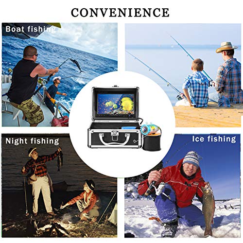 Anysun Professional Underwater Fishing Camera with 7" TFT LCD Monitor, 700TVL CCD, 15M Cable Length and Carry Case (Fun to See Fish Biting)