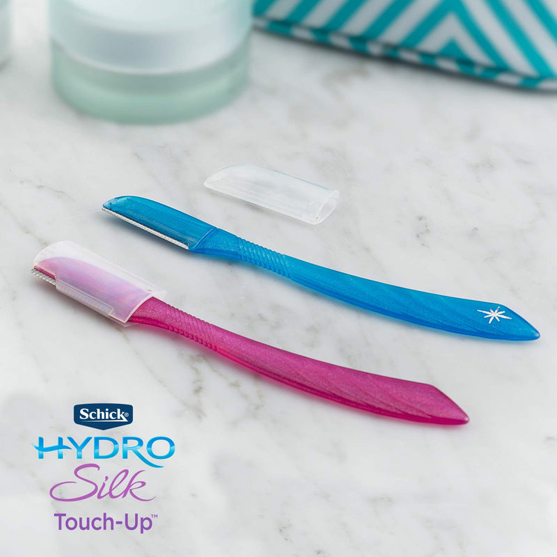 Schick Hydro Silk Touch-Up Multipurpose Exfoliating Tool, Eyebrow & Facial Razor with Precision Cover (3 Count, Packaging May Vary)