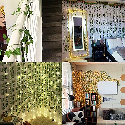 JPSOR 24pcs 158ft Artificial Ivy Leaves (Garland Greenery) Fake Vines for Wedding Wall Decor, Party Room Decor