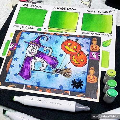 Ohuhu Alcohol Markers (40 Colors + 1 Blender + Case), Double-Tipped Art Markers for Kids & Adults, Chisel & Fine Tips, Ohuhu Oahu Series