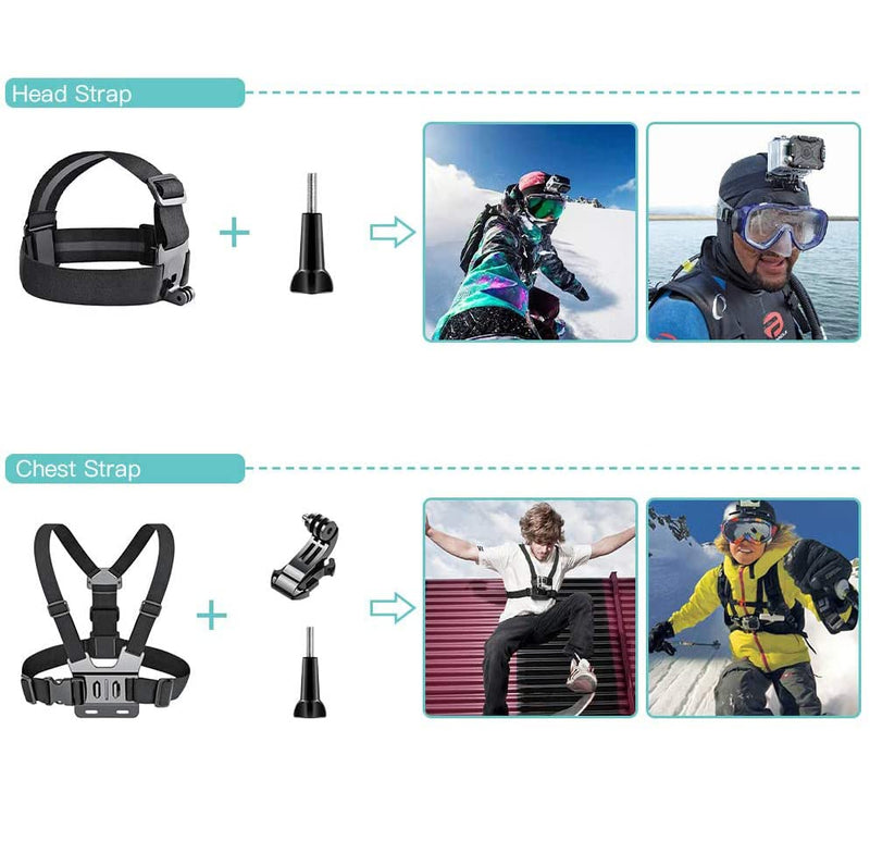 SmilePowo 51-Piece Accessory Kit for GoPro Hero 11, 10, 9, 8 Max, 7, 6, 5, 4, 3, 3+, 2, 1, GoPro Hero 2018, Hero Session, Hero Fusion, AKASO, APEMAN, YI, Campark, XIAOMI and Insta360 Action Cameras
