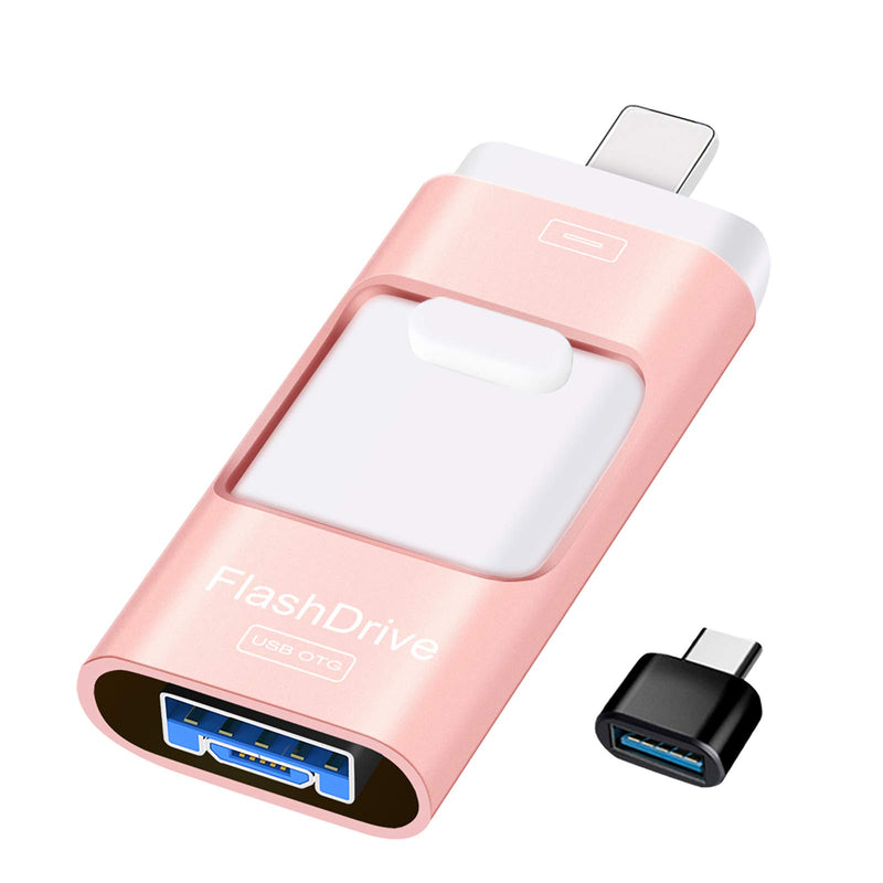 Sunany 128GB USB Memory Stick Flash Drive (Pink), Compatible with iPhone, iPad, Android, PC and More