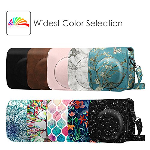 Fintie Protective Cover for Fujifilm Instax Mini 8, 8+, 9 (Micklyn Le Feuvre) - Vegan Leather, Removable Strap, Emerald Illusions