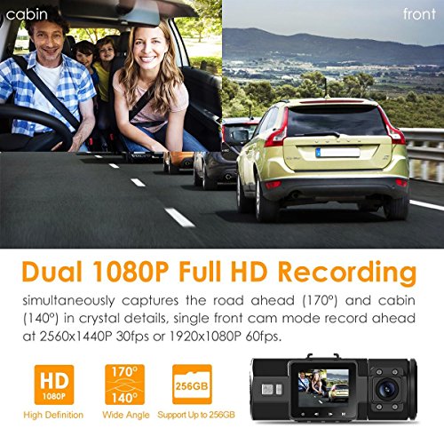 Vantrue N2 Pro Uber Dual Dash Camera - 2.5K 1440P Front & 1080P Inside (24hr Motion Detection, Infrared Night Vision, 256GB Max Support)