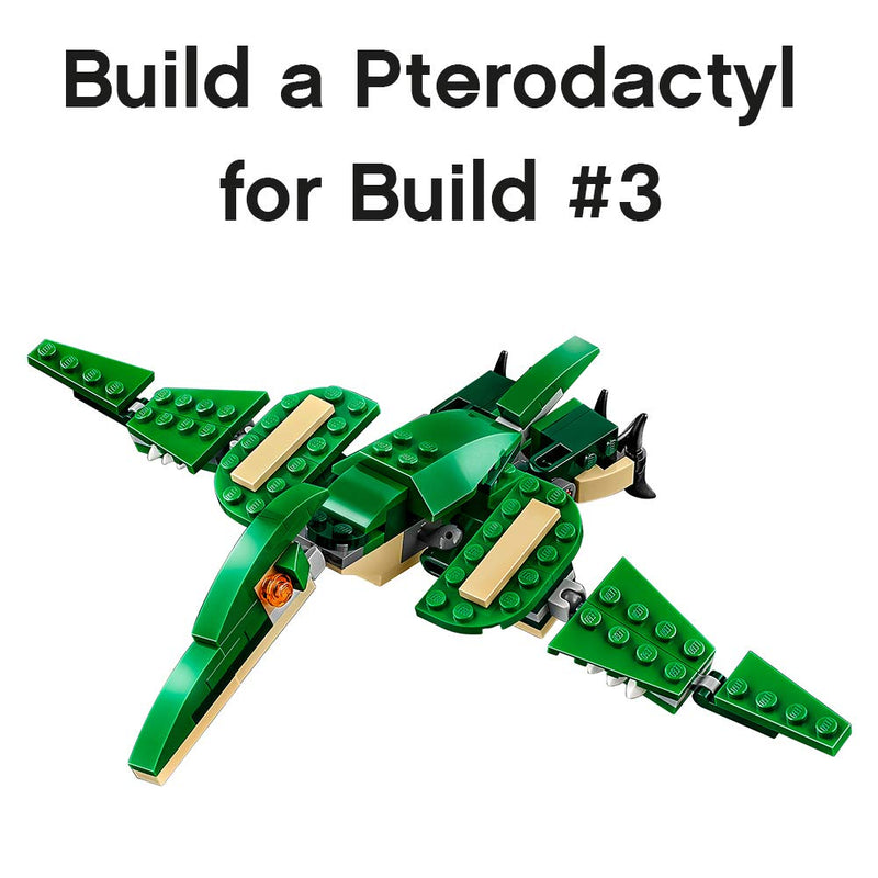 LEGO Creator Mighty Dinosaurs 31058 Buildable Dinosaur Set (174 Pieces), Create a Pterodactyl, Triceratops and T Rex Toy