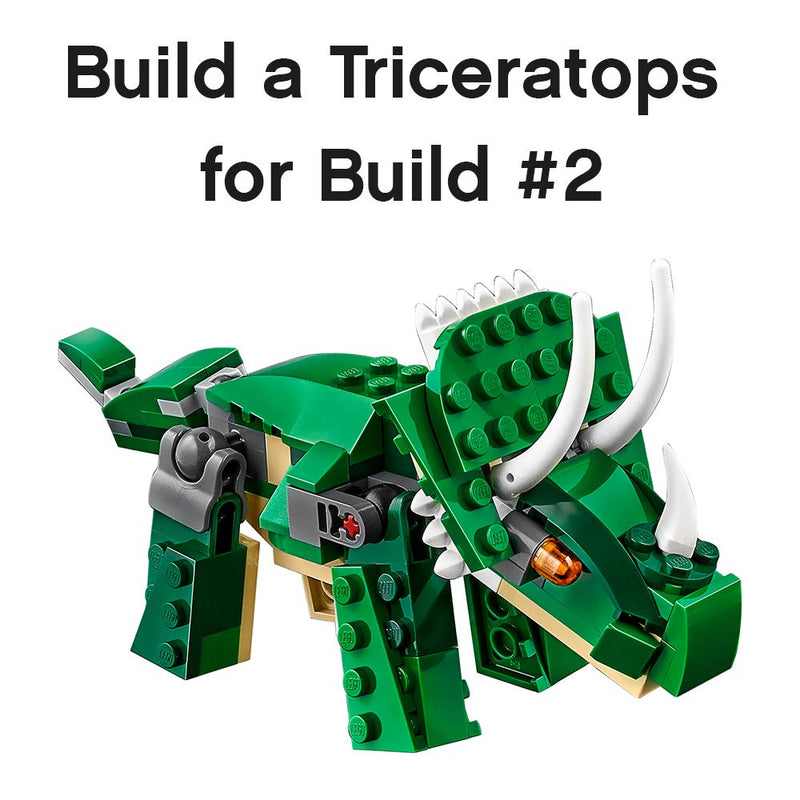 LEGO Creator Mighty Dinosaurs 31058 Buildable Dinosaur Set (174 Pieces), Create a Pterodactyl, Triceratops and T Rex Toy