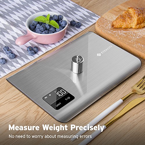 Etekcity Digital Kitchen Food Scale (Model EK 7017), 11 lb (5kg) Capacity, Stainless Steel, Batteries Included