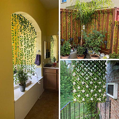 JPSOR 24pcs 158ft Artificial Ivy Leaves (Garland Greenery) Fake Vines for Wedding Wall Decor, Party Room Decor