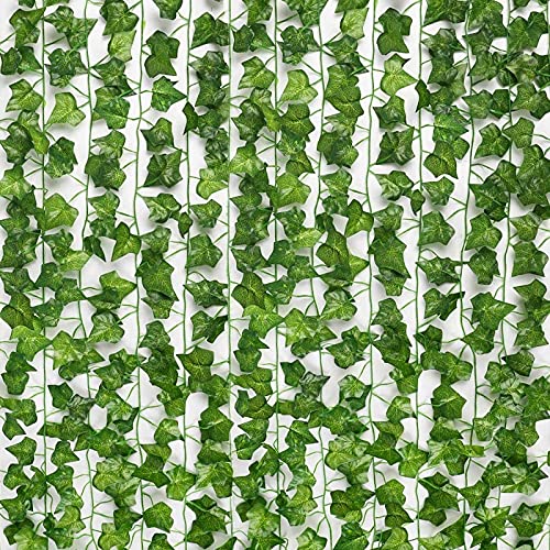 JPSOR 24pcs 158ft Artificial Ivy Leaves (Garland Greenery) Fake Vines for Wedding Wall Decor, Party Room Decor