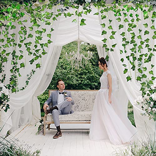 JPSOR 24pcs 158ft Artificial Ivy Leaves (Garland Greenery) Fake Vines for Wedding Wall Decor, Party Room Decor