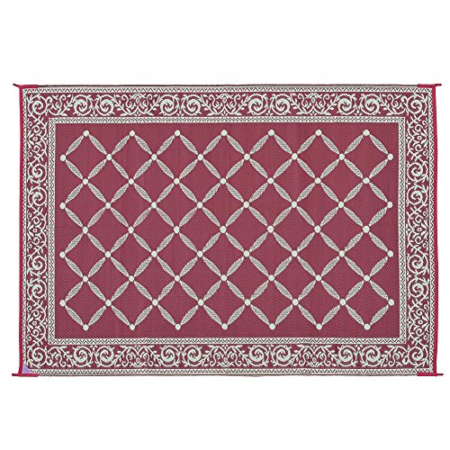 Outdoor Reversible Mat (116095), 6ft x 9ft, Burgundy/Beige, RV and Camping